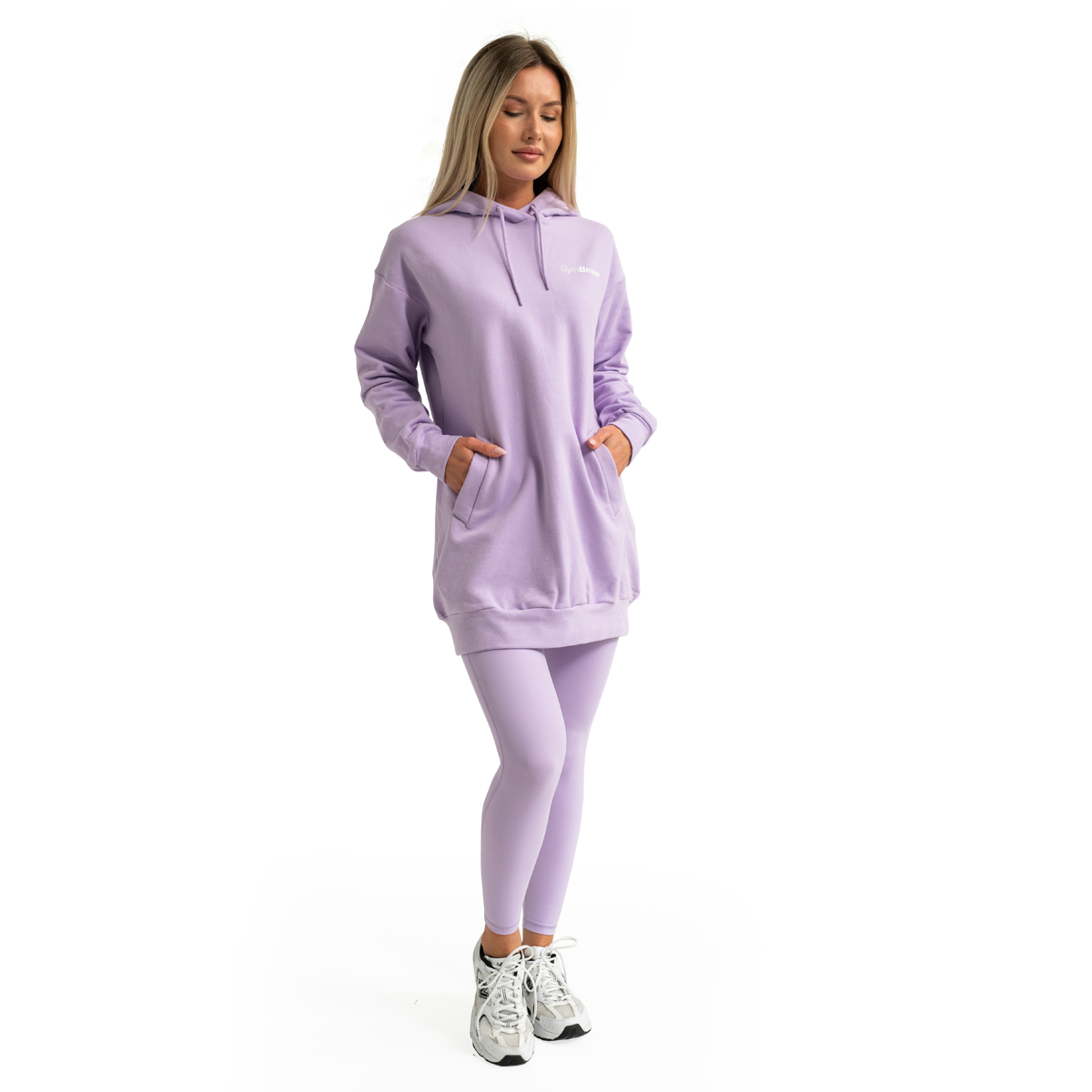 GymBeam Women‘s Limitless Longline Hoodie Lavender - Rozmiar: XL | Kolor: Fioletowy | Waga: 0,78 g | Opakowanie: 26 · záber 12