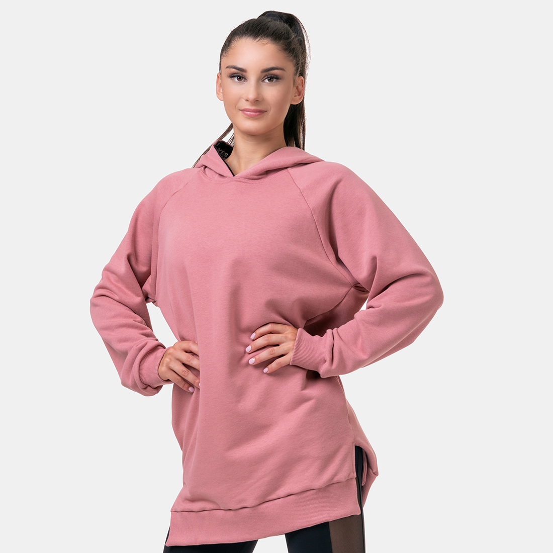 Damska bluza z kapturem Everyday Hero Long Old Rose - NEBBIA