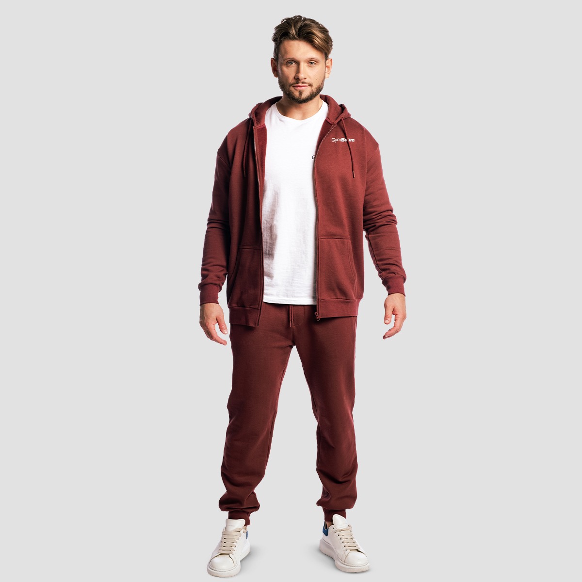 GymBeam Zone Zip Up Hoodie Cherrywood - Rozmiar: S | Kolor: Czerwony | Waga: 0,74 g | Opakowanie: 24 · záber 7