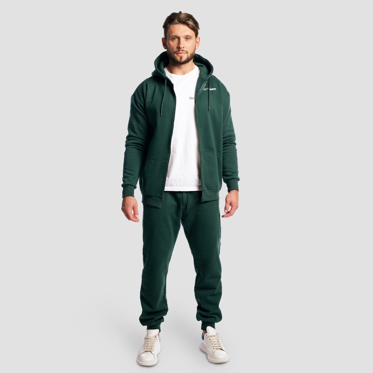 GymBeam Zone Zip Up Hoodie Forest - Rozmiar: M | Kolor: Zielony | Waga: 0,77 g | Opakowanie: 22 · záber 6