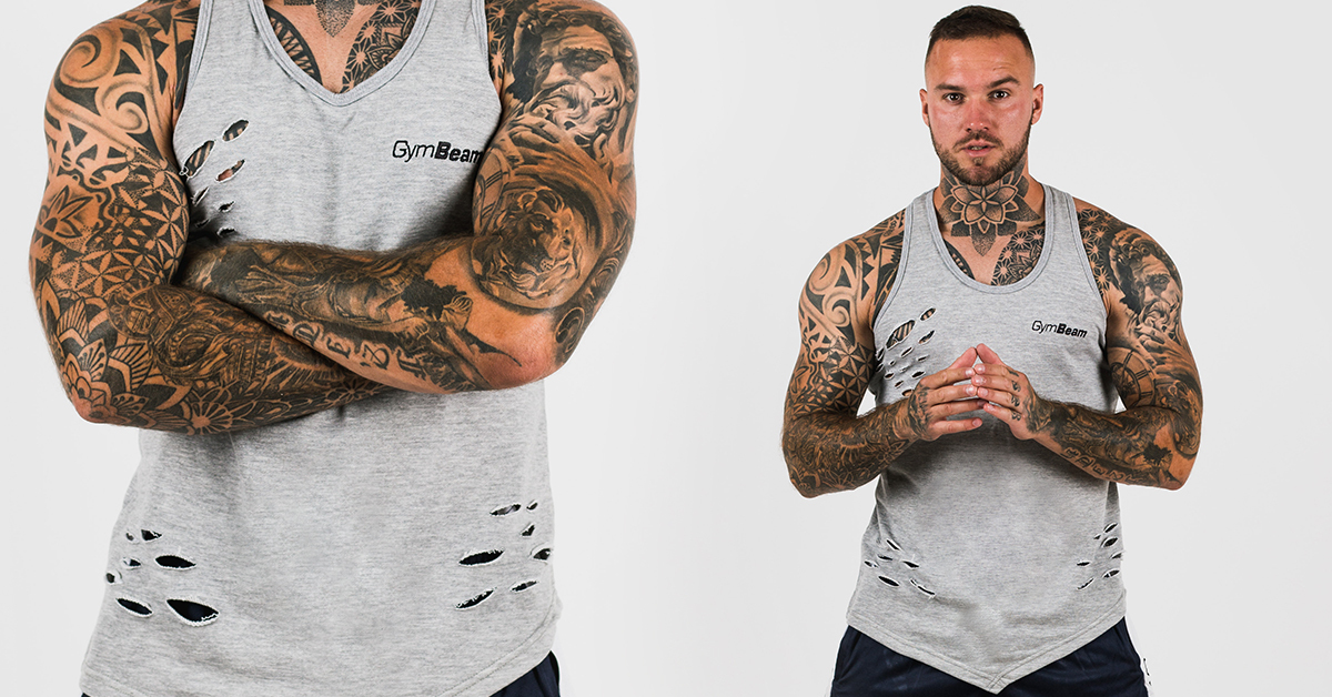 tielko Ripped Tank Top Grey - gymbeam
