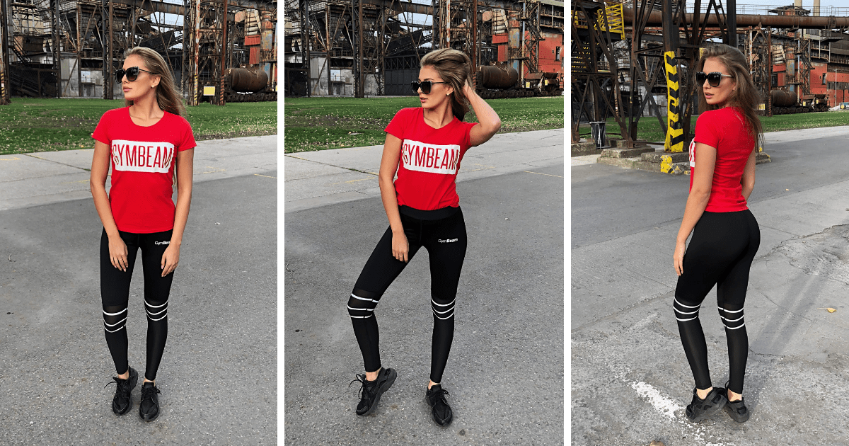 Dámske tričko Box Logo Red White - GymBeam