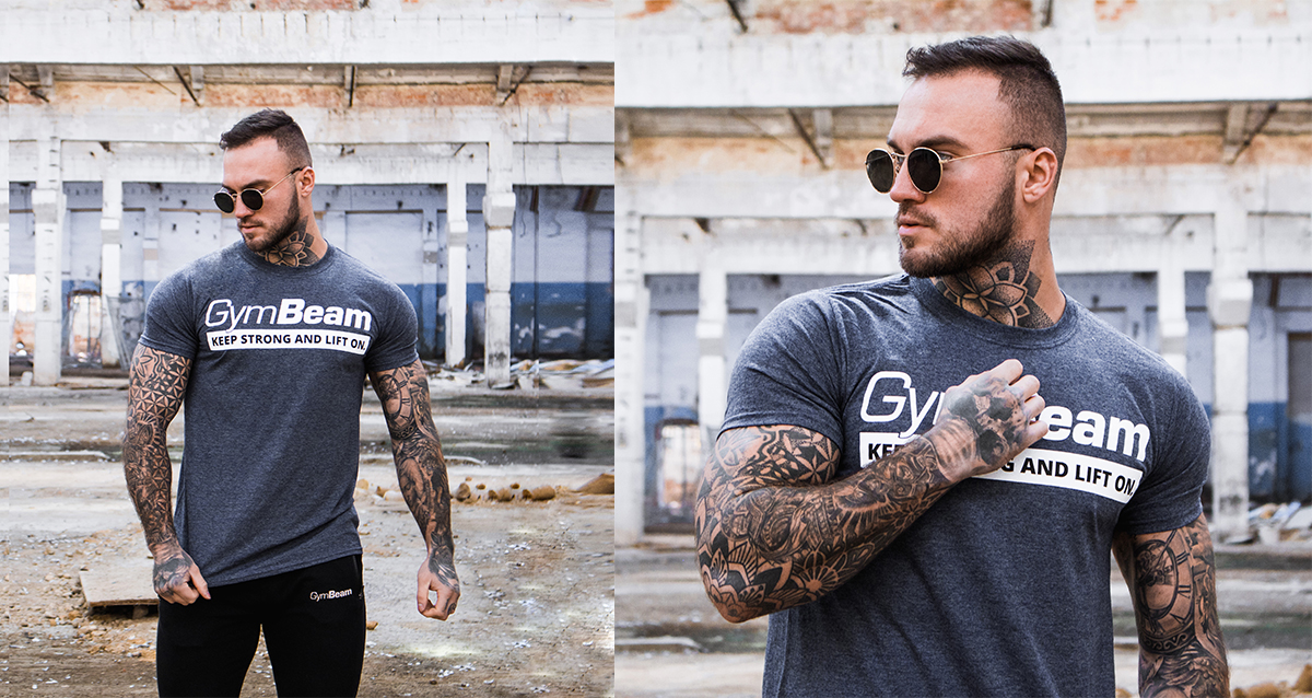 Tričko Keep Strong Heather Navy - GymBeam