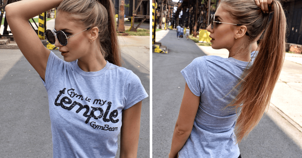 Dámske tričko Temple Grey Black - GymBeam